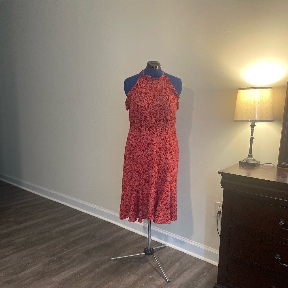 Who What Wear/Sleeveless Animal Print Midi Dress with Ruffles/Size L